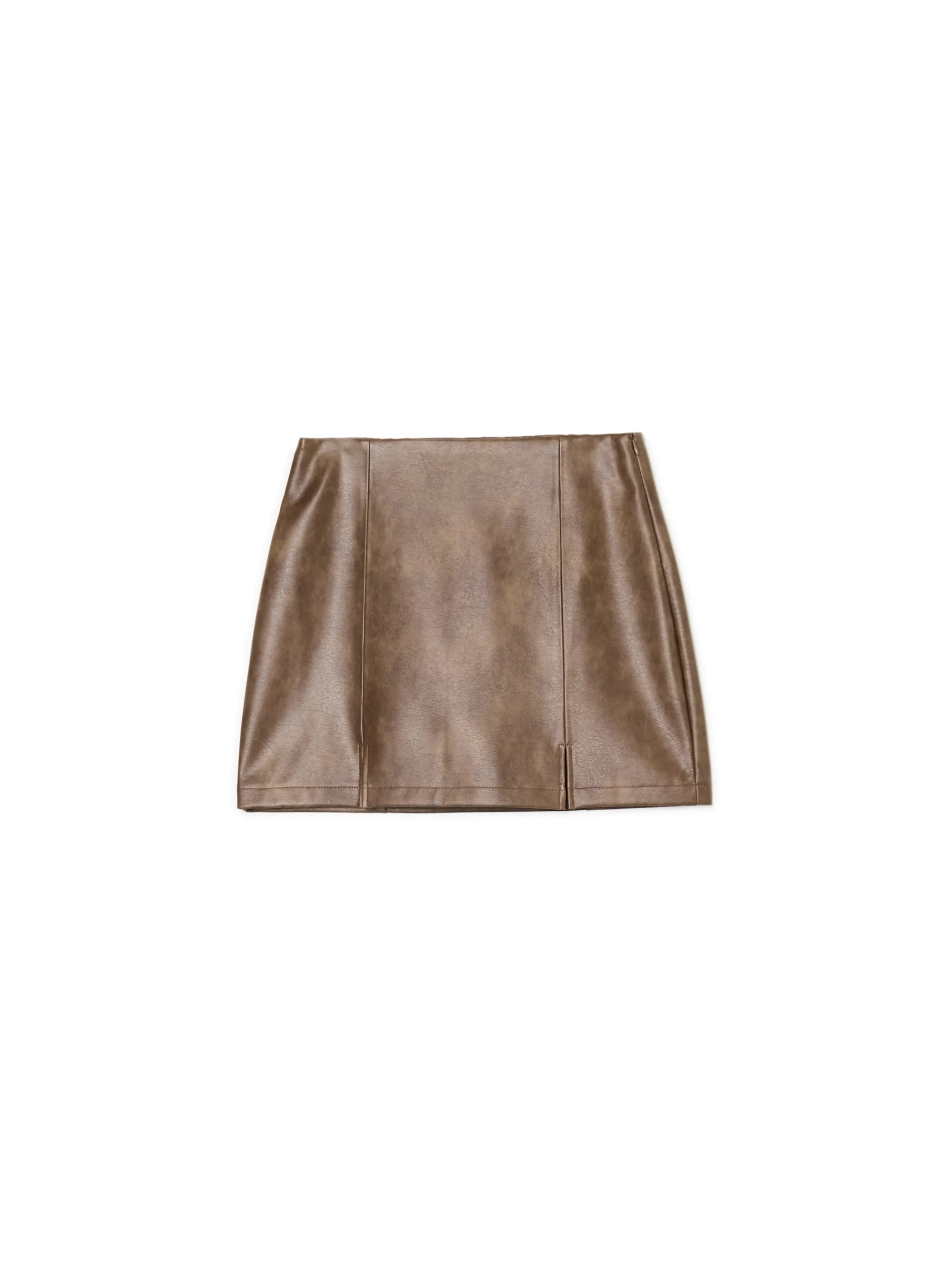 Cropp Spódnice*Brązowa spódniczka mini z imitacji skóry