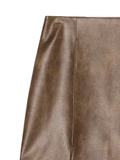 Cropp Spódnice*Brązowa spódniczka mini z imitacji skóry