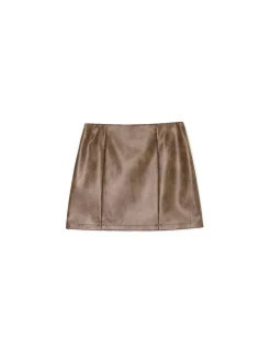 Cropp Spódnice*Brązowa spódniczka mini z imitacji skóry