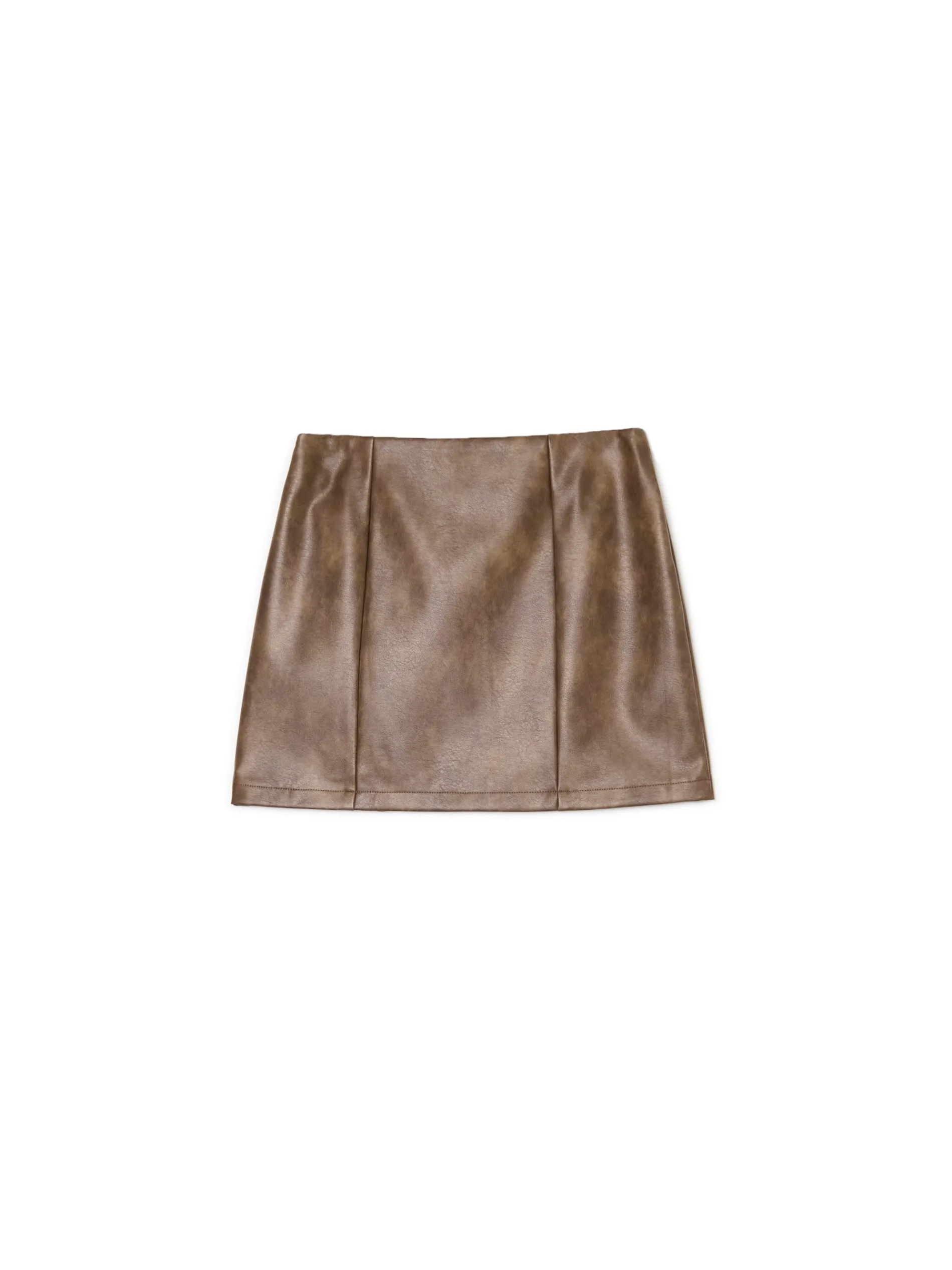 Cropp Spódnice*Brązowa spódniczka mini z imitacji skóry