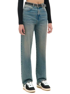 Cropp Jeansy*Ciemnoe jeansy straight z efektem sprania