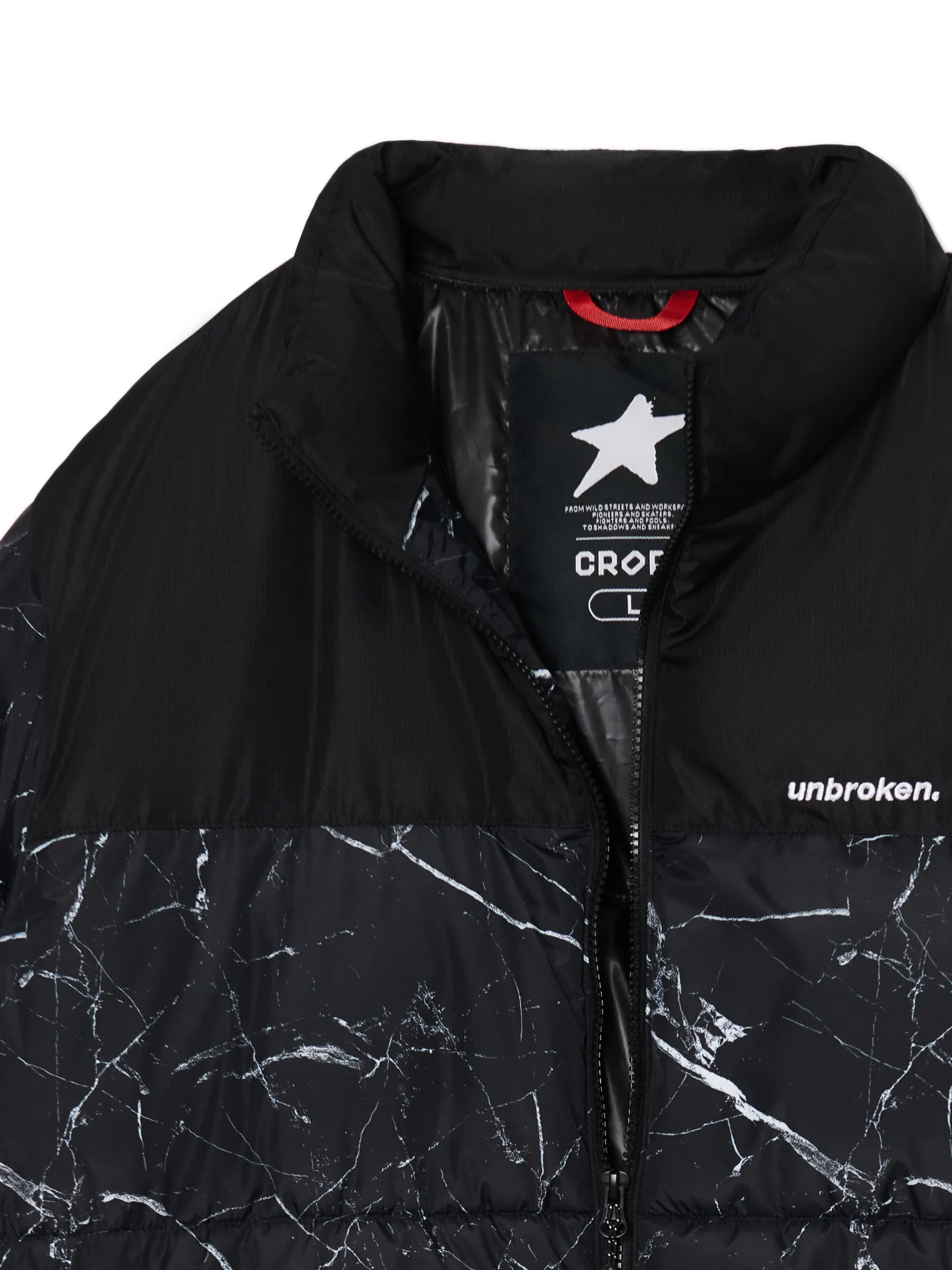 Cropp Kurtki Zimowe|Kurtki, Płaszcze*Ciemnoszara kurtka puffer z nadrukiem