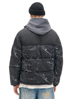 Cropp Kurtki Zimowe|Kurtki, Płaszcze*Ciemnoszara kurtka puffer z nadrukiem