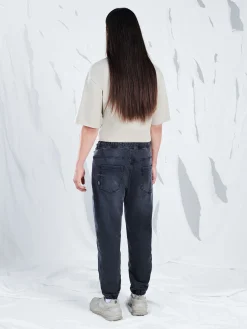 Cropp Jeansy*Ciemnoszare jeansowe joggery