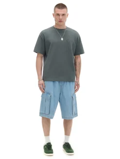 Cropp Koszulki*Ciemnozielona koszulka z naszywką