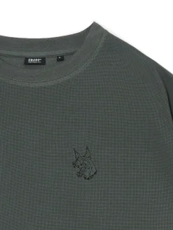 Cropp Koszulki*Ciemnozielona koszulka z naszywką