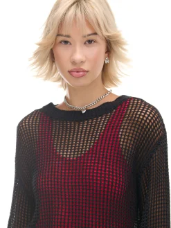 Cropp Swetry*Czarna ażurowa sukienka