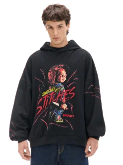 Cropp Bluzy*Czarna bluza hoddie z Laleczką Chucky