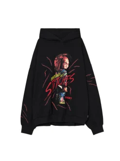 Cropp Bluzy*Czarna bluza hoddie z Laleczką Chucky