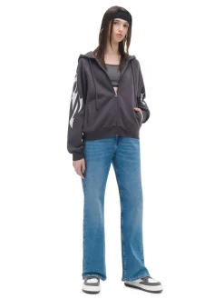 Cropp Bluzy*Czarna bluza hoodie z czaszkami