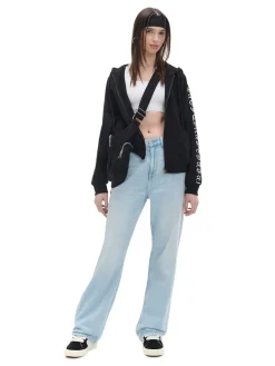 Cropp Bluzy*Czarna bluza hoodie z motywem skrzydeł