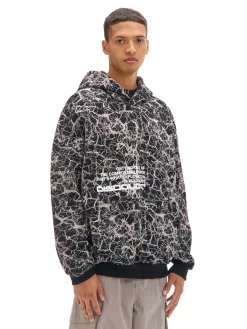 Cropp Bluzy*Czarna bluza hoodie z nadrukiem all over