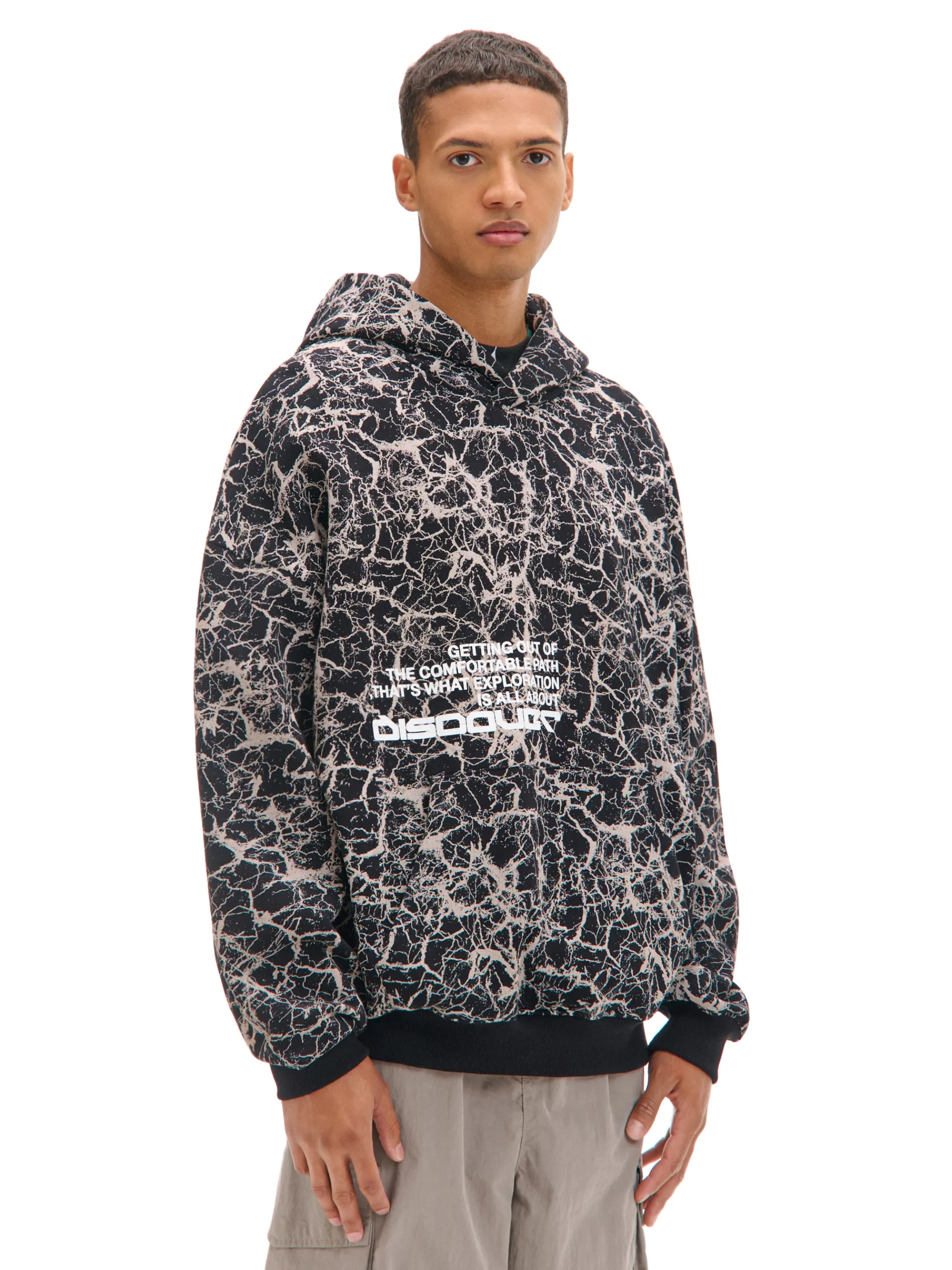 Cropp Bluzy*Czarna bluza hoodie z nadrukiem all over