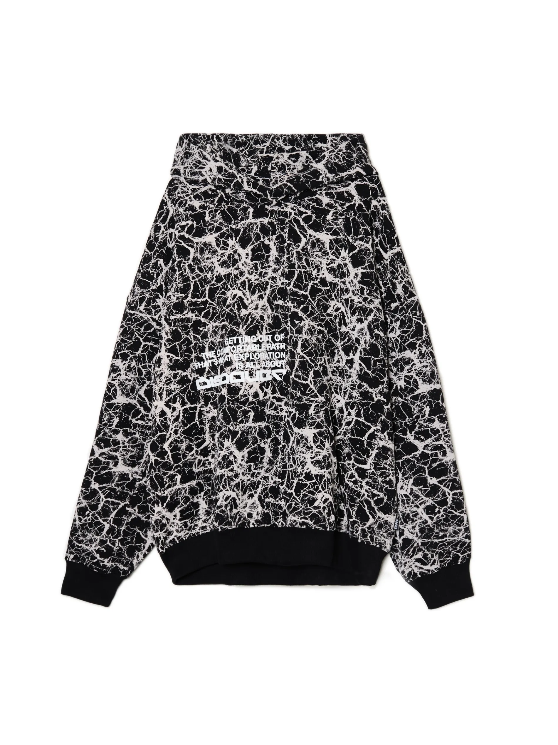 Cropp Bluzy*Czarna bluza hoodie z nadrukiem all over