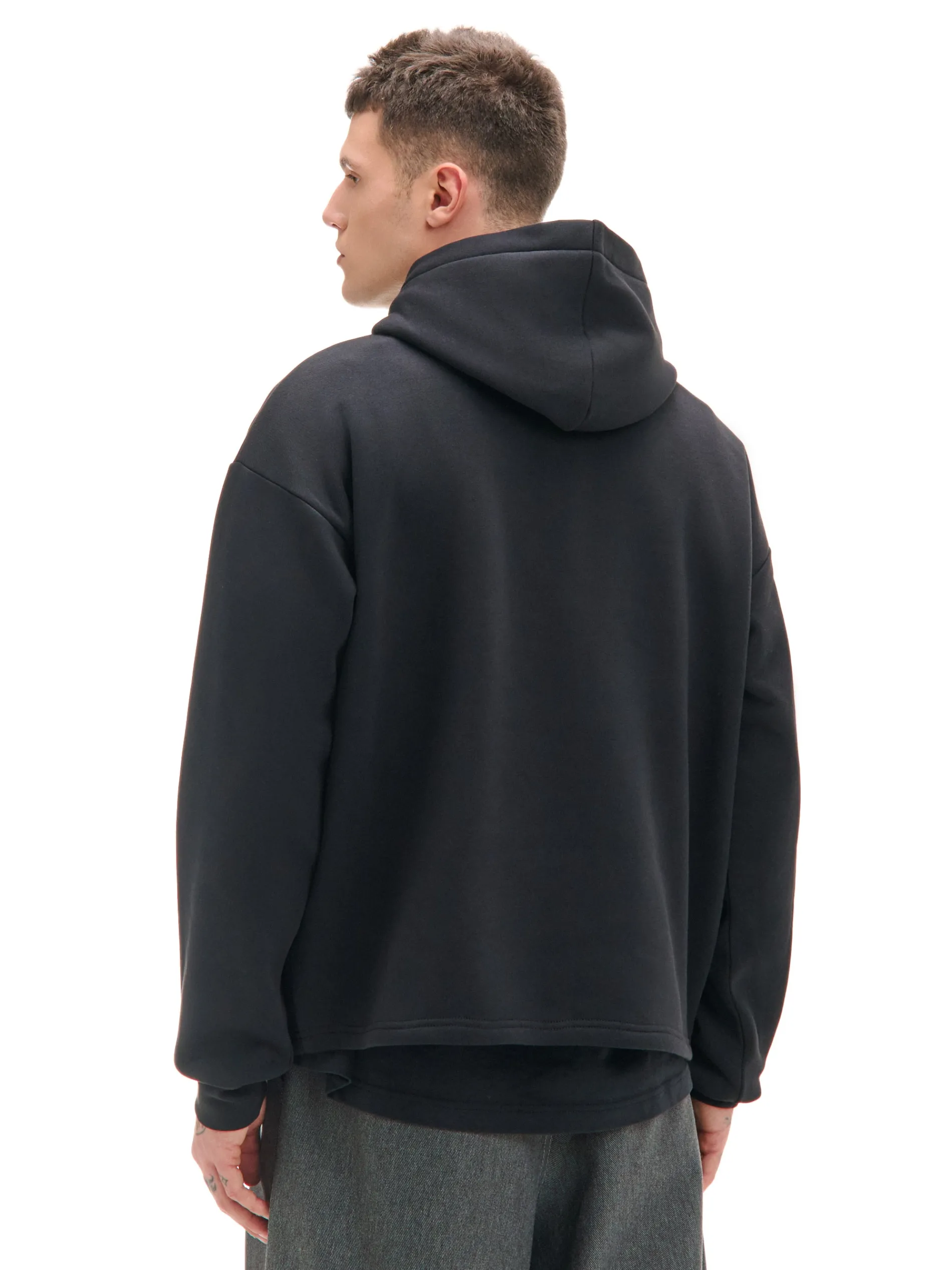 Cropp Bluzy*Czarna bluza hoodie z naszyjnikiem