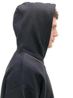 Cropp Bluzy*Czarna bluza hoodie z naszyjnikiem