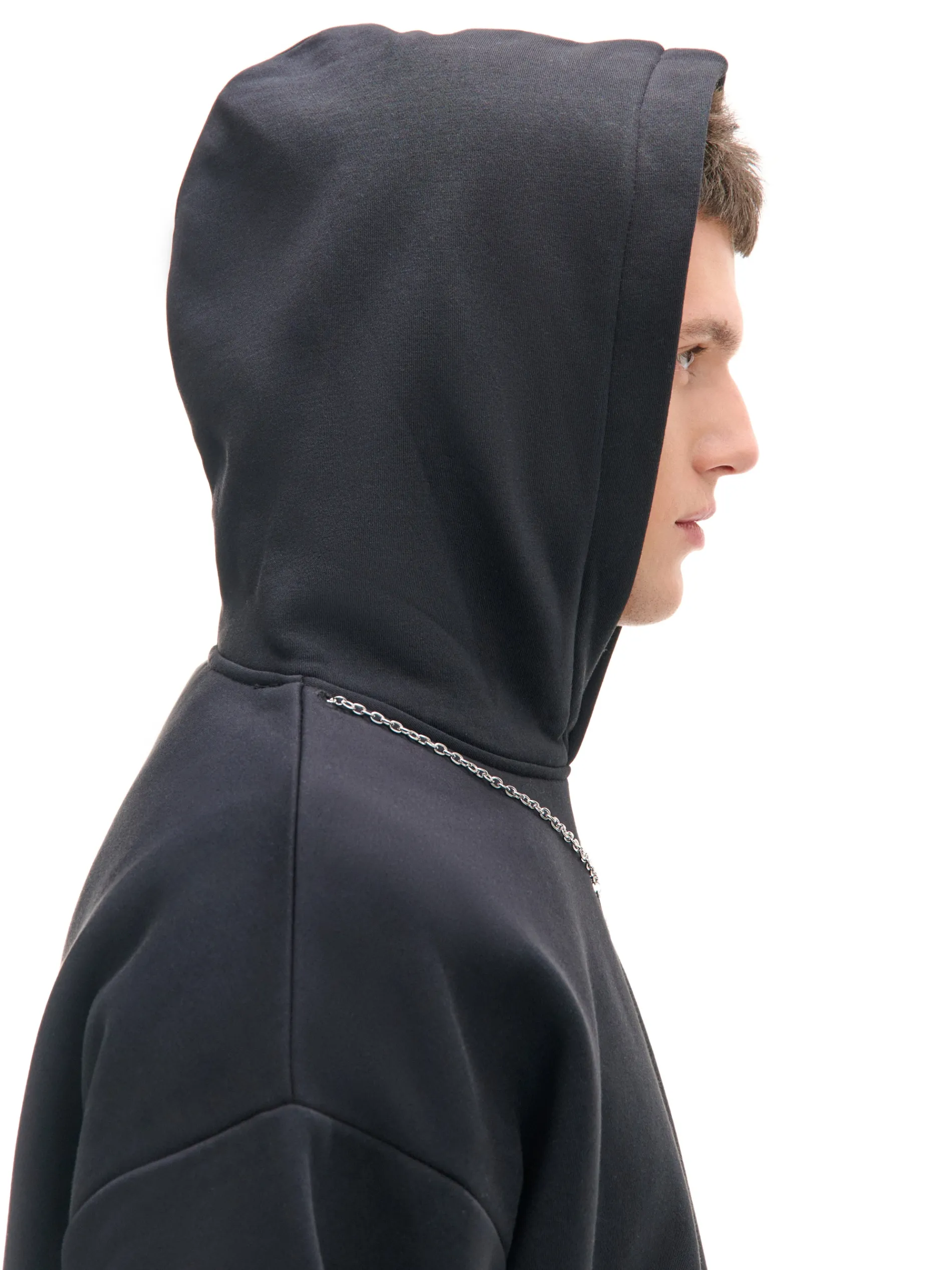 Cropp Bluzy*Czarna bluza hoodie z naszyjnikiem