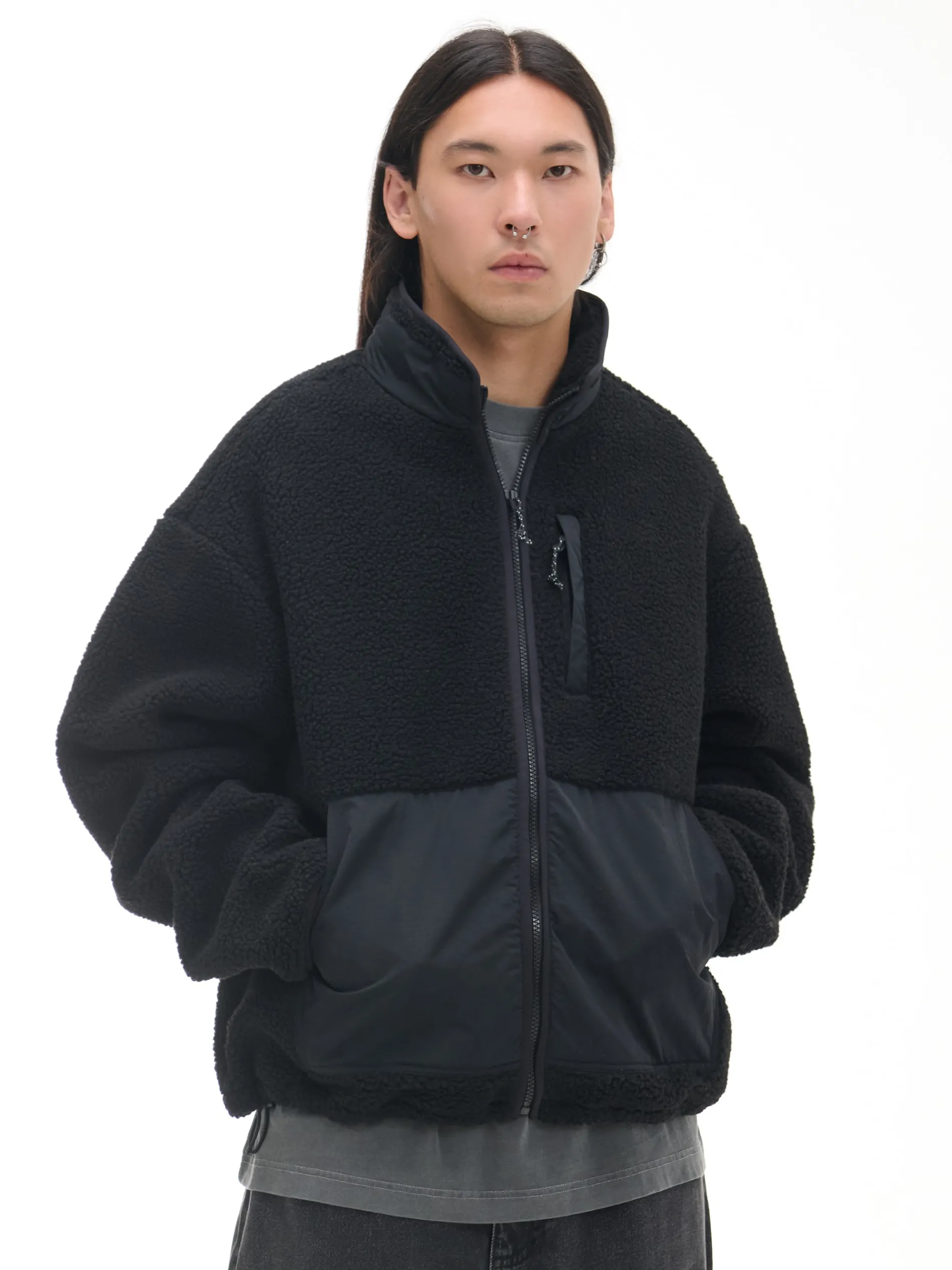 Cropp Bluzy*Czarna bluza sherpa