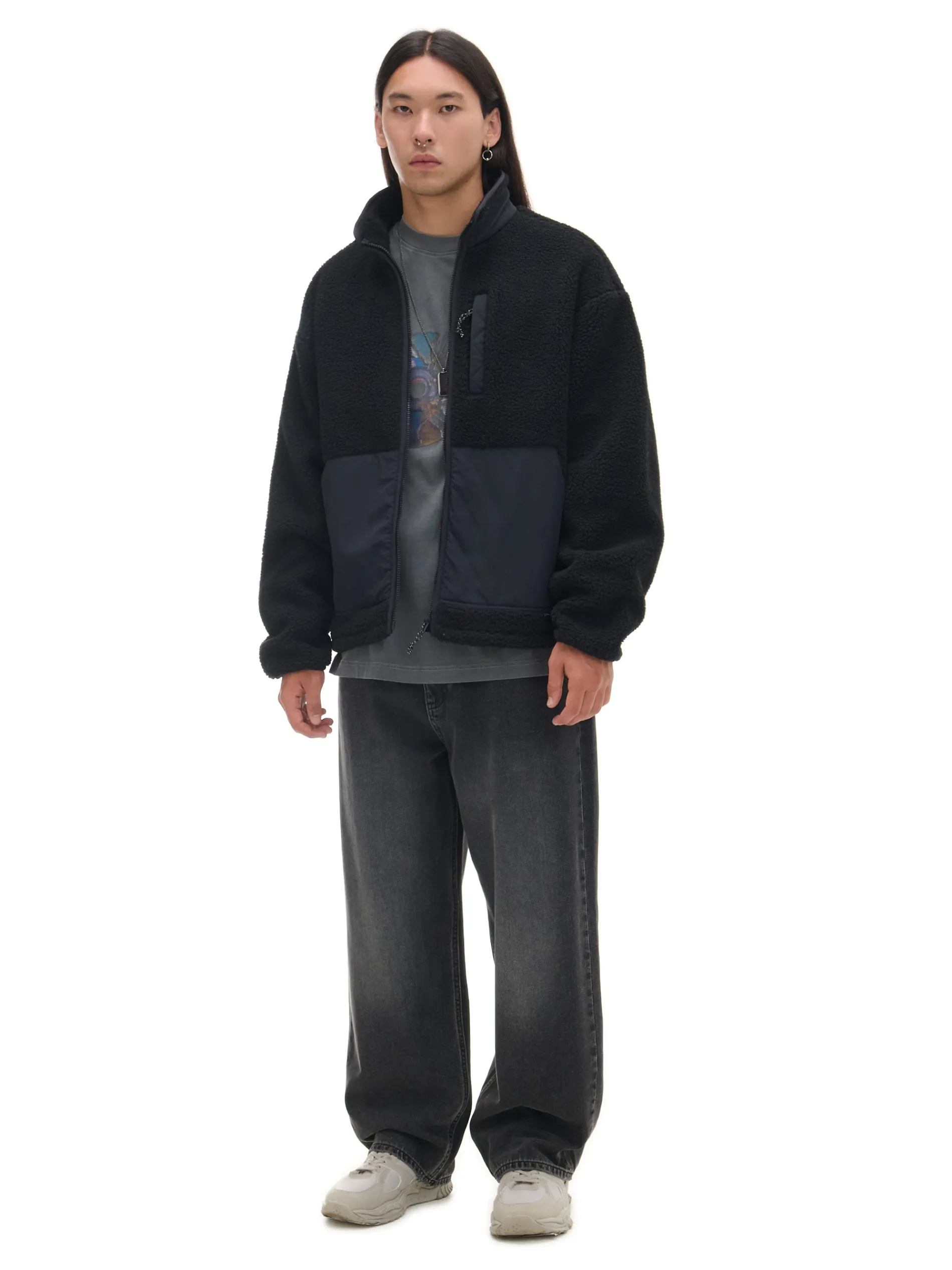 Cropp Bluzy*Czarna bluza sherpa