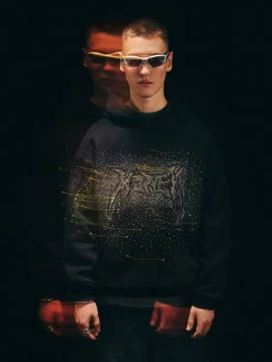 Cropp Bluzy*Czarna bluza z aplikacją