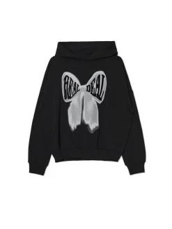 Cropp Bluzy*Czarna bluza z kapturem i nadrukiem