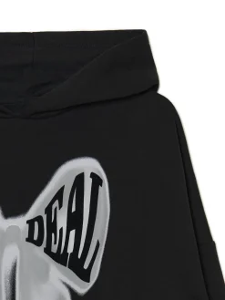 Cropp Bluzy*Czarna bluza z kapturem i nadrukiem