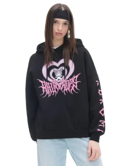 Cropp Bluzy*Czarna bluza z kapturem Kuromi