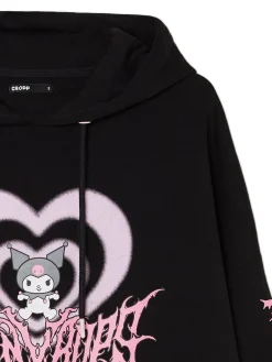 Cropp Bluzy*Czarna bluza z kapturem Kuromi