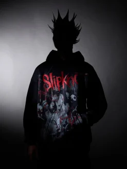 Cropp Bluzy*Czarna bluza z kapturem Slipknot