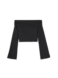 Cropp Koszulki, Topy*Czarna bluzka hiszpanka