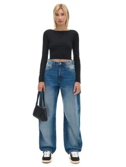 Cropp Koszulki, Topy*Czarna bluzka longsleeve z wiskozą