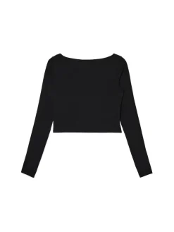 Cropp Koszulki, Topy*Czarna bluzka longsleeve z wiskozą