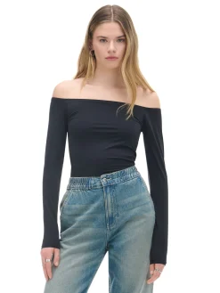 Cropp Koszulki, Topy*Czarna bluzka typu carmen