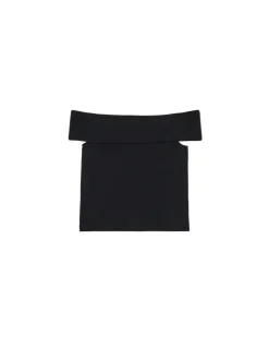 Cropp Koszulki, Topy*Czarna bluzka z dekoltem carmen