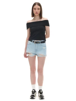 Cropp Koszulki, Topy*Czarna bluzka z dekoltem carmen