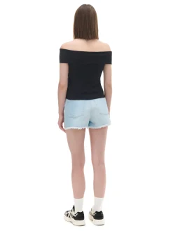 Cropp Koszulki, Topy*Czarna bluzka z dekoltem carmen