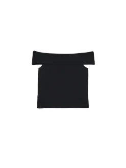 Cropp Koszulki, Topy*Czarna bluzka z dekoltem carmen