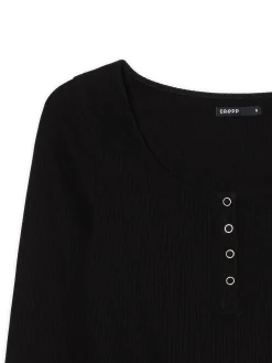 Cropp Koszulki, Topy*Czarna bluzka z długim rękawem