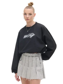 Cropp Koszule, Bluzki|Sety*Czarna bluzka z nadrukiem i regulacją