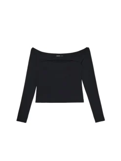 Cropp Koszulki, Topy*Czarna bluzka z wycięciem