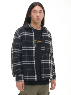 Cropp Koszule*Czarna flanelowa koszula z domieszką wełny