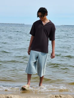 Cropp Koszulki*Czarna gładka koszulka polo