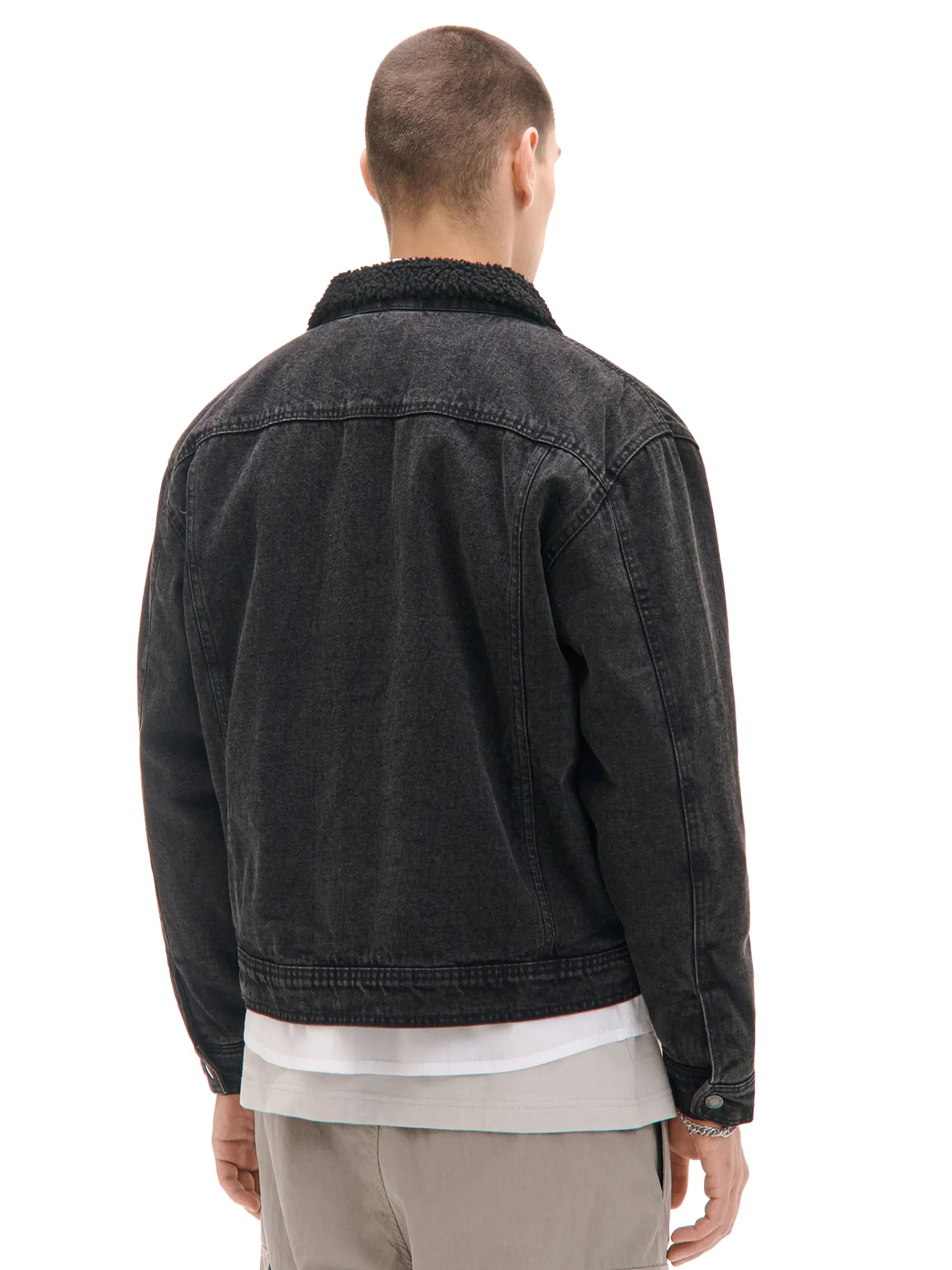 Cropp Kurtki, Płaszcze|Denim*Czarna jeansowa kurtka sherpa