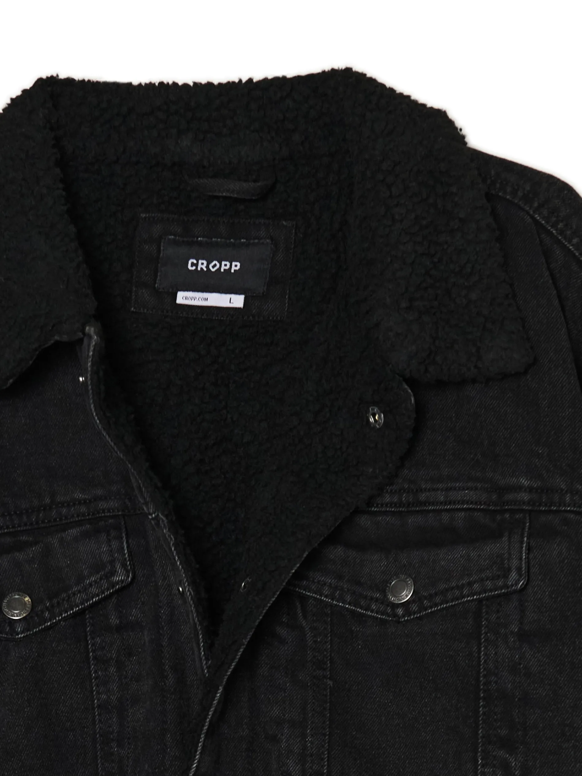 Cropp Kurtki, Płaszcze|Denim*Czarna jeansowa kurtka sherpa