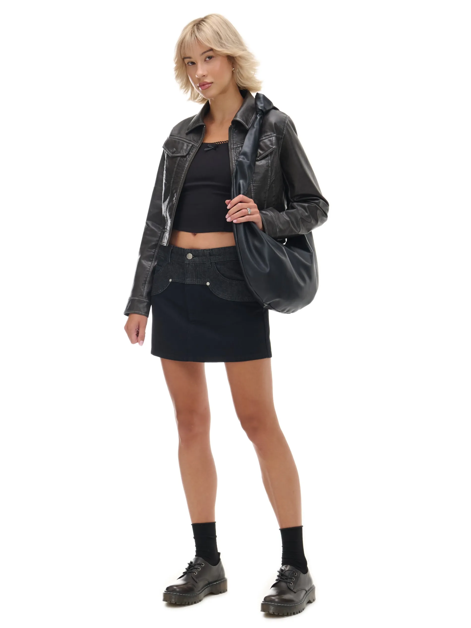 Cropp Spódnice*Czarna jeansowa spódnica mini