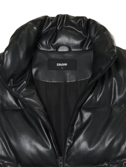 Cropp Kurtki, Płaszcze*Czarna kamizelka z efektem skóry