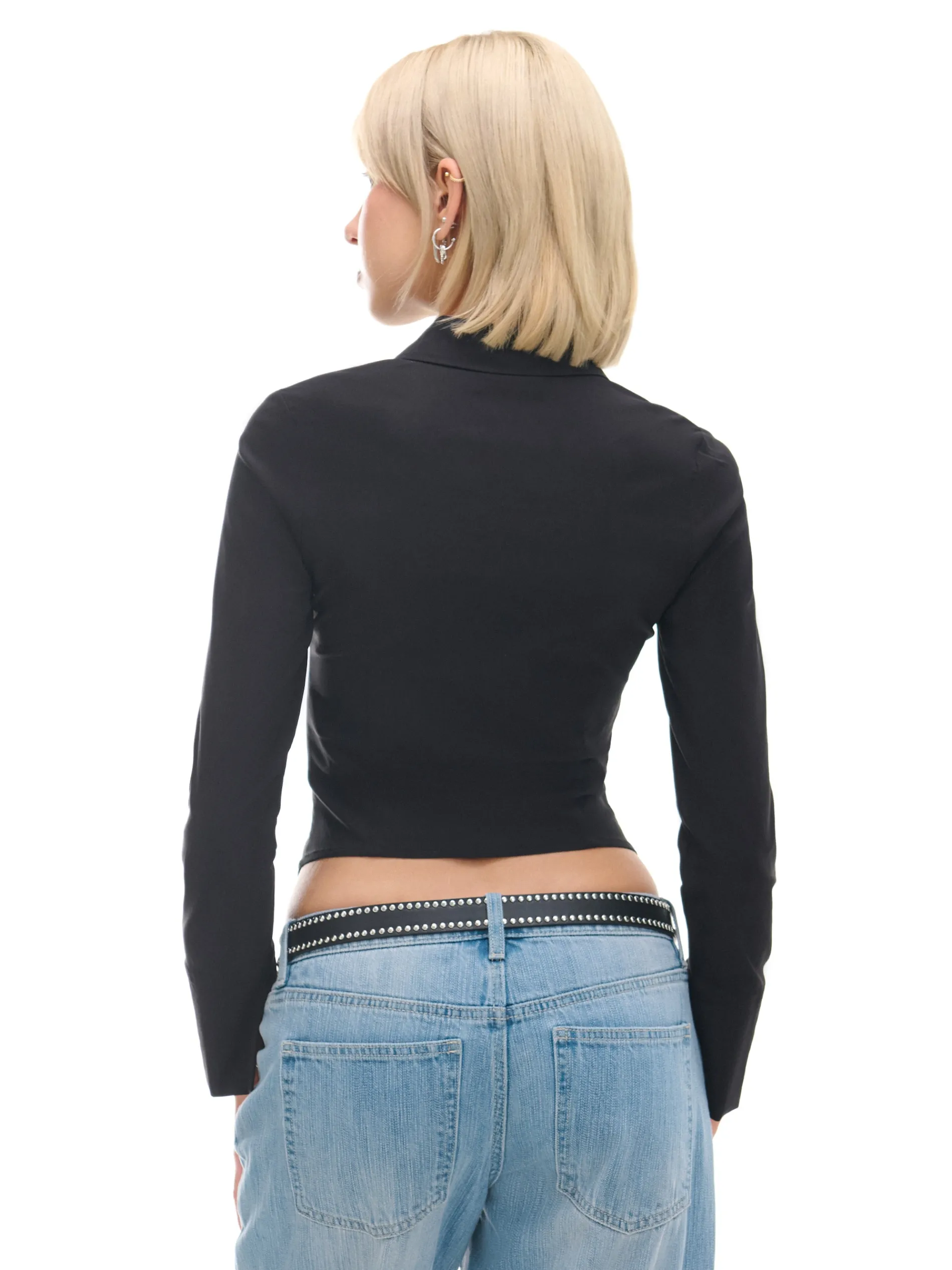 Cropp Koszule, Bluzki*Czarna koszula z podwójnym suwakiem