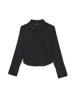 Cropp Koszule, Bluzki*Czarna koszula z podwójnym suwakiem