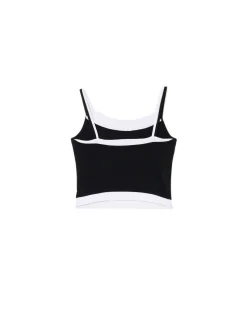 Cropp Koszulki, Topy*Czarna koszulka z białymi wstawkami