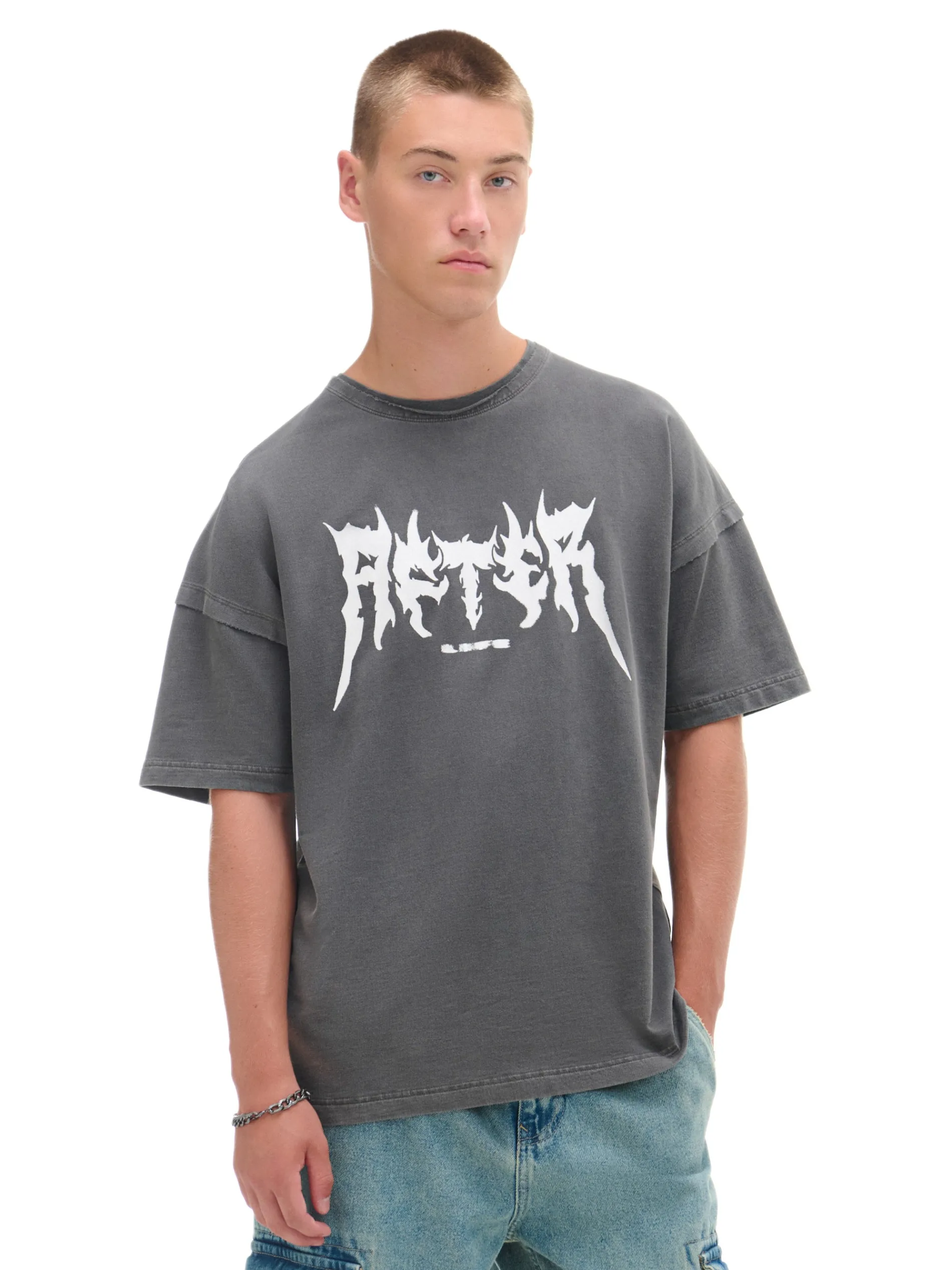 Cropp Koszulki*Czarna koszulka z efektem sprania